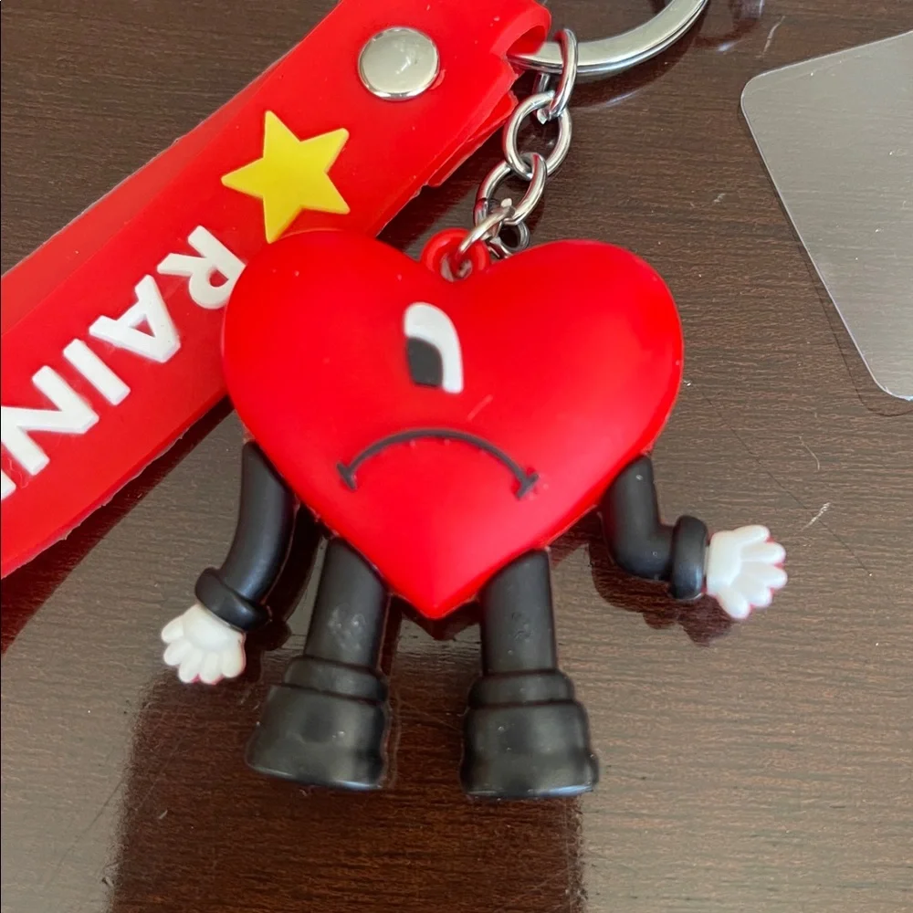Bunny Red Heart Love Keychain Rainbow Strap purse charm cell phone charm nwt